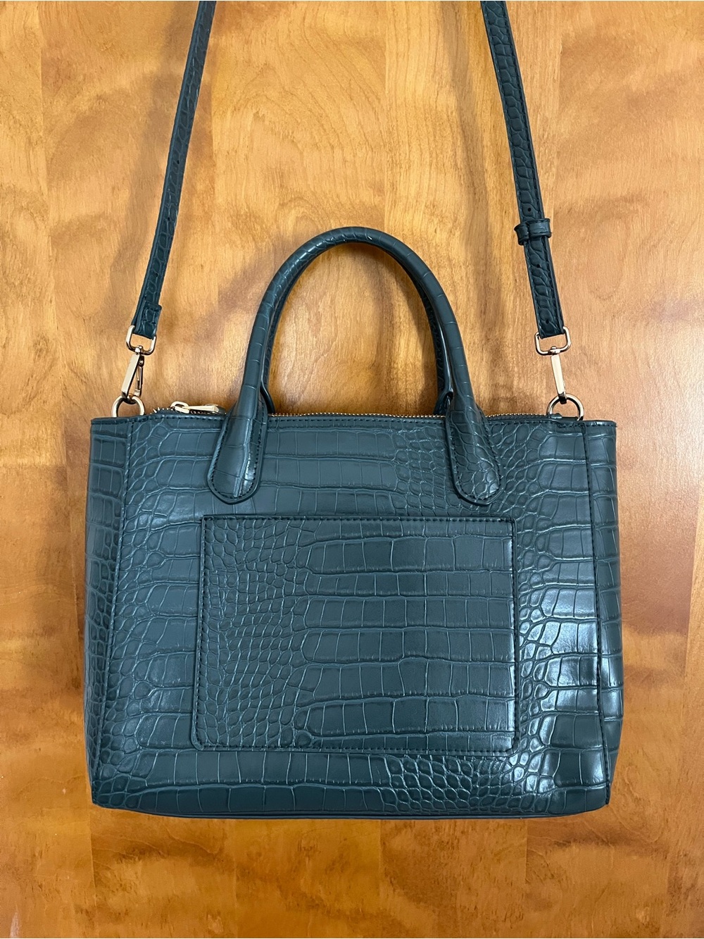A New Day Croc-Embossed Dark Teal Bag with Detachable Shoulder Strap